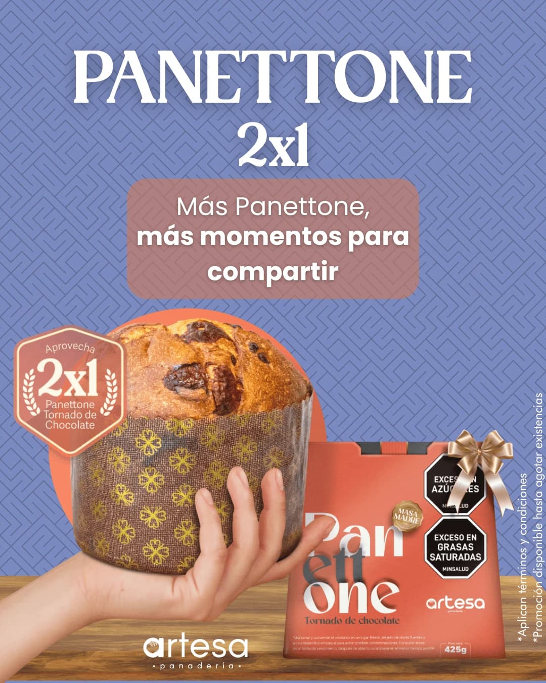 Artesa Panadería panettone 2-for-1 promotion creative
