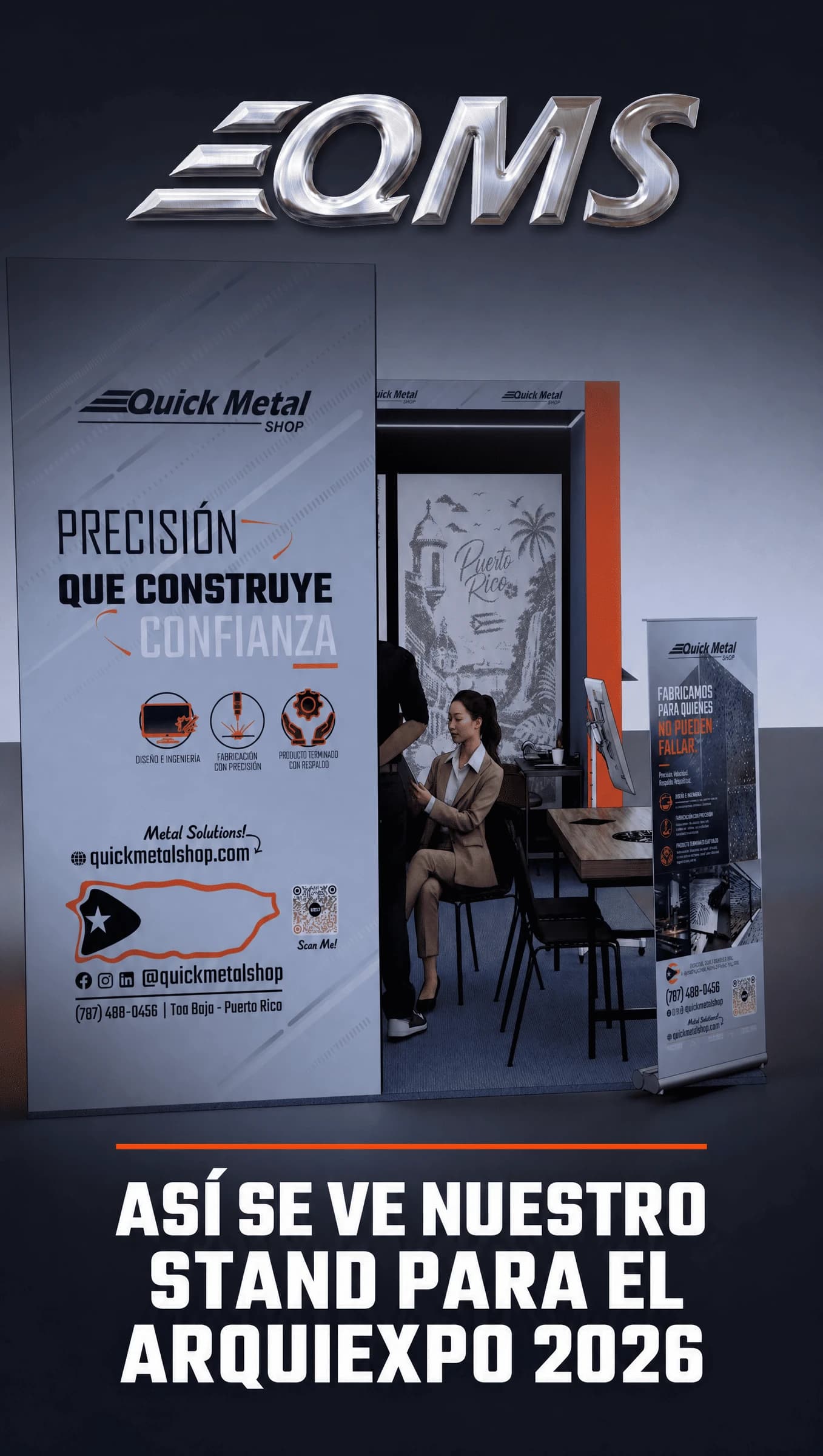 Quick Metal Shop trade show announcement revealing the ArquiExpo 2026 stand design